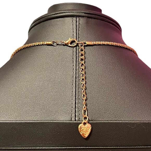 Vintage Betsey Johnson Big Rhinestone Bunny Rose Gold Tone Necklace - Picture 5 of 6